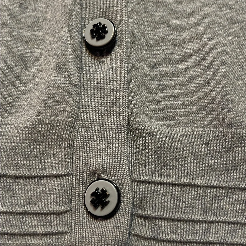 Tory Burch grey merino wool boyfriend full cardigan